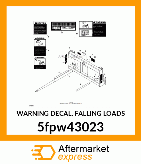 WARNING DECAL, FALLING LOADS 5fpw43023