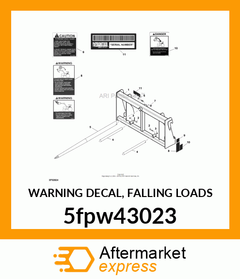 WARNING DECAL, FALLING LOADS 5fpw43023