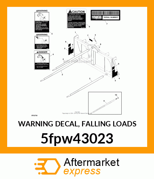 WARNING DECAL, FALLING LOADS 5fpw43023