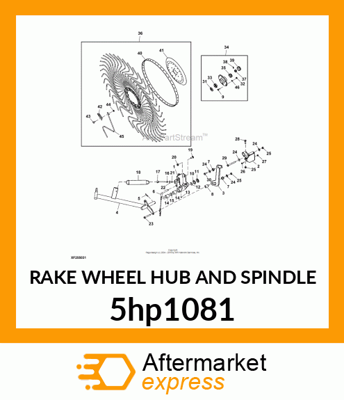 RAKE WHEEL HUB AND SPINDLE 5hp1081