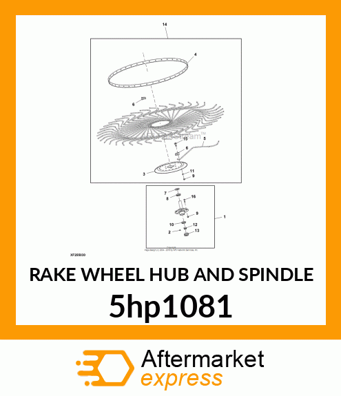 RAKE WHEEL HUB AND SPINDLE 5hp1081