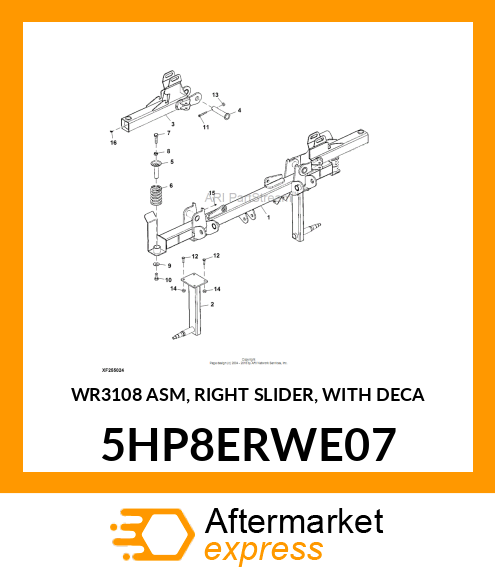 WR3108 ASM, RIGHT SLIDER, WITH DECA 5HP8ERWE07