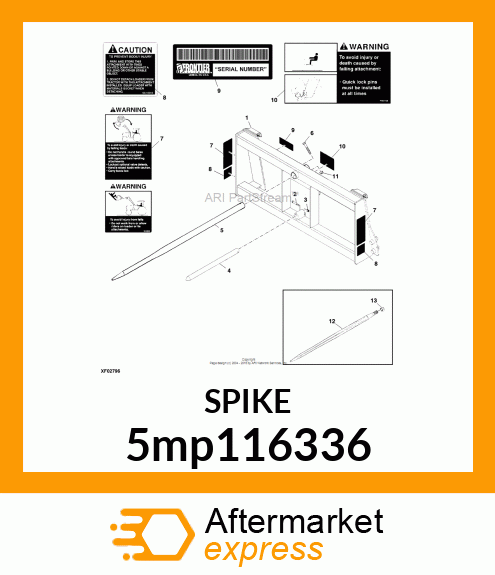 BALE SPEAR,45MMX1250MM,CROSS BOLT 5mp116336