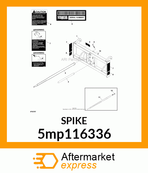 BALE SPEAR,45MMX1250MM,CROSS BOLT 5mp116336