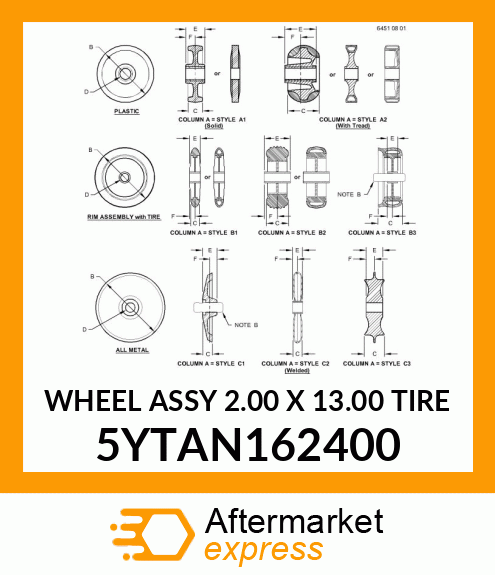 WHEEL ASSY 2.00 X 13.00 TIRE 5YTAN162400