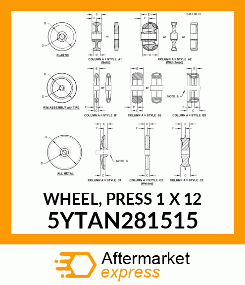 WHEEL, PRESS 1 X 12 5YTAN281515