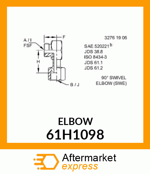 90 DEG SWIVEL ELBOW (SWE) ORFS 61H1098