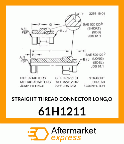 STRAIGHT THREAD CONNECTOR LONG,O 61H1211