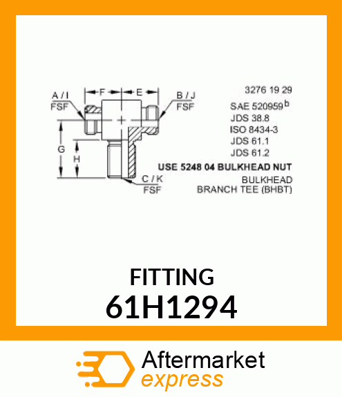 BULKHEAD BRANCH TEE (BHBT), ORFS 61H1294