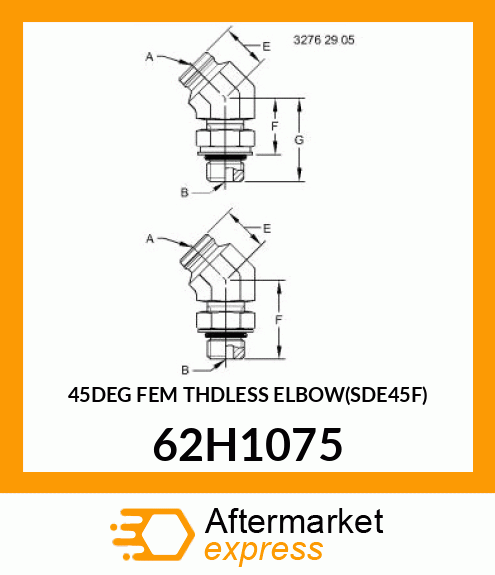 45DEG FEM THDLESS ELBOW(SDE45F) 62H1075