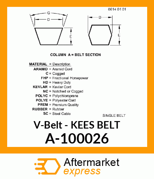V-Belt - KEES BELT A-100026