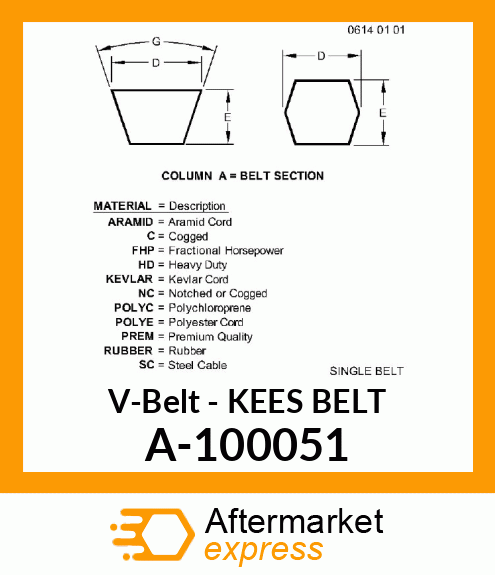 V-Belt - KEES BELT A-100051
