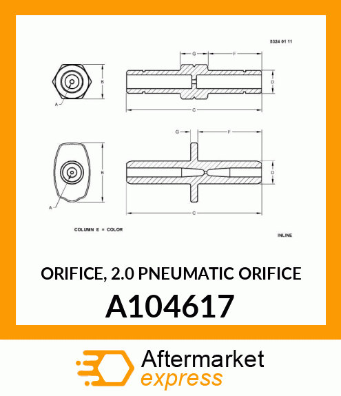 ORIFICE, 2.0 PNEUMATIC ORIFICE A104617