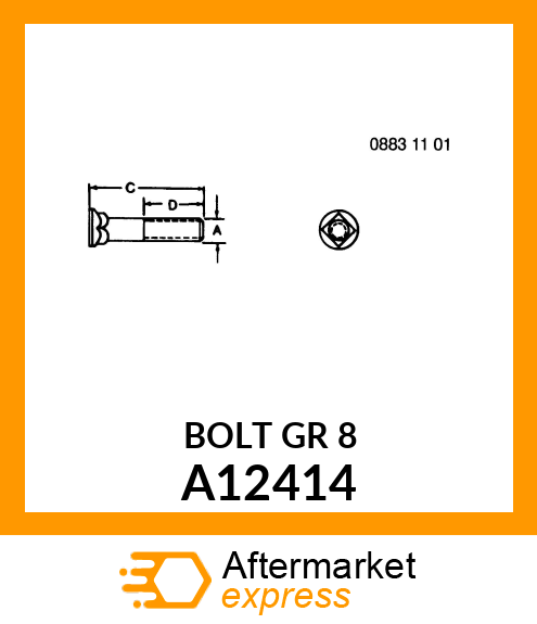 BOLT 7/16 X 1.34 SQ NK SPEC HD A12414