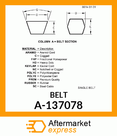 V-Belt - SEARS/ROPER/AYP BELT A-137078