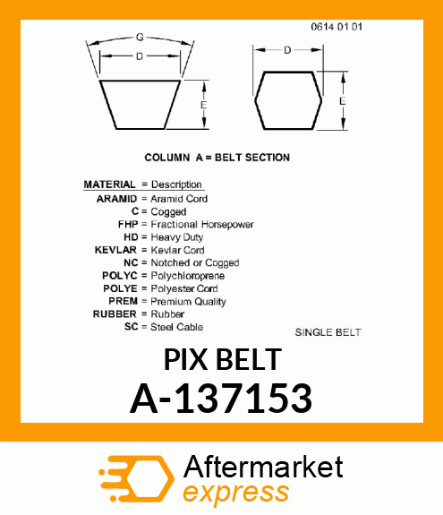 V-Belt - SEARS/ROPER/AYP A-137153