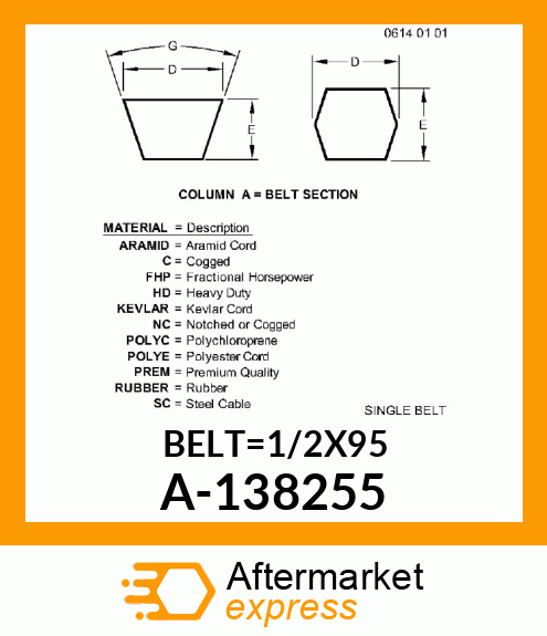 V-Belt - SEARS/ROPER/AYP BELT A-138255