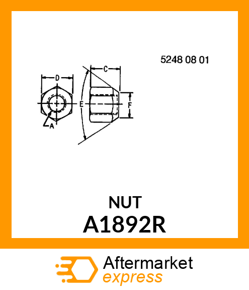 NUT, SPECIAL HEX A1892R