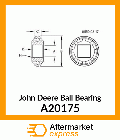 #208 BEARING (1 1/8 SQ. BORE) A20175