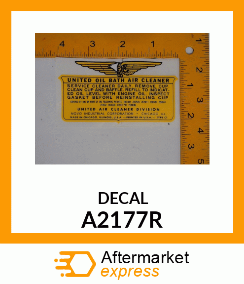 TRANSFER,UNITED AIR CLEANER INSTRUC A2177R