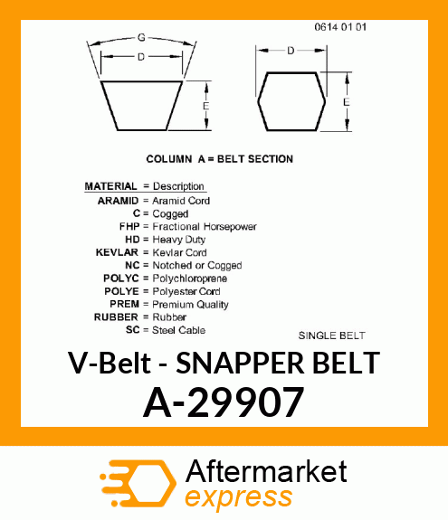 V-Belt - SNAPPER BELT A-29907