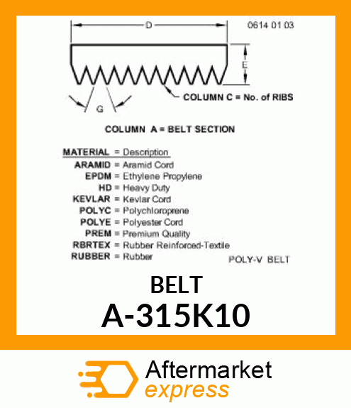 V-Belt - K-POLY V-BELT A-315K10