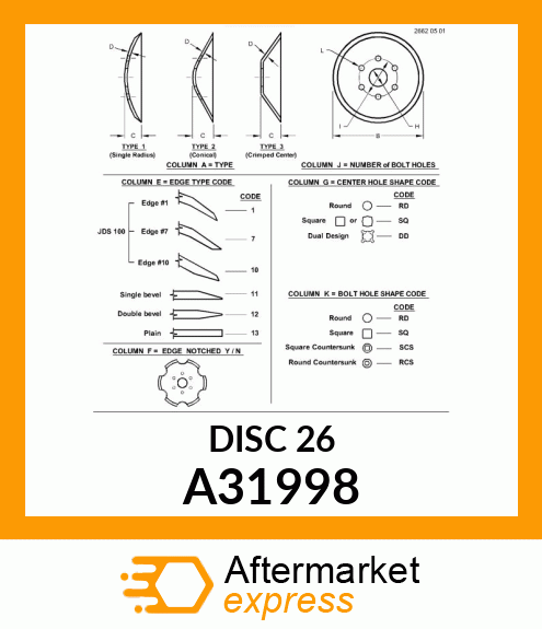 DISK, 26IN SOLID BLADE A31998