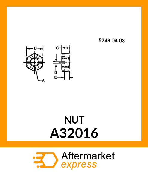 NUT, HEAVY HEX SLOTTED A32016