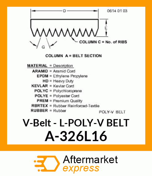 V-Belt - L-POLY-V BELT A-326L16