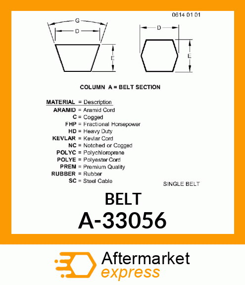 V-Belt - WOODS MOWER BELT A-33056