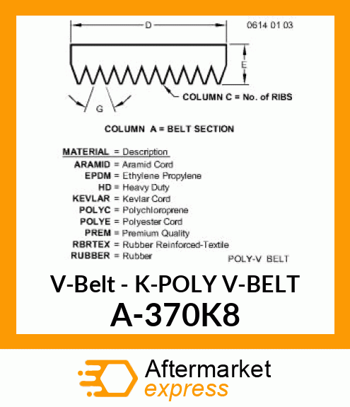 V-Belt - K-POLY V-BELT A-370K8