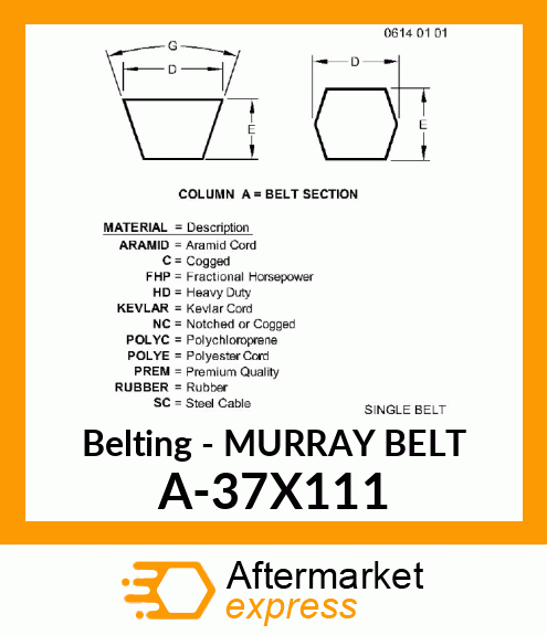 Belting - MURRAY BELT A-37X111