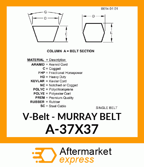 V-Belt - MURRAY BELT A-37X37