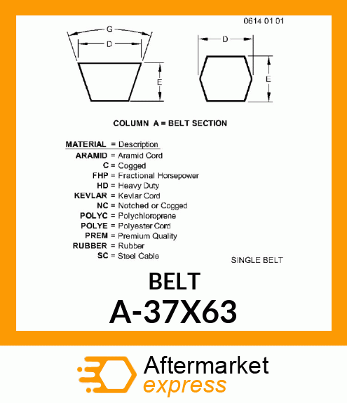 V-Belt - V-BELT, MURRAY A-37X63