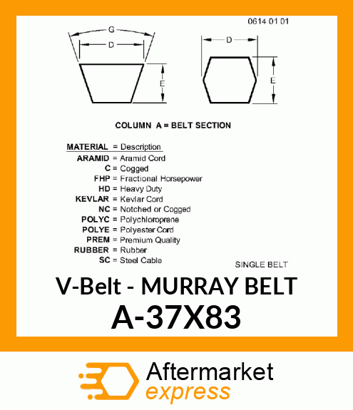 V-Belt - MURRAY BELT A-37X83