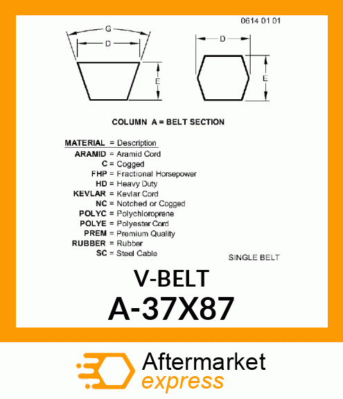 V-Belt - V-BELT, MURRAY A-37X87