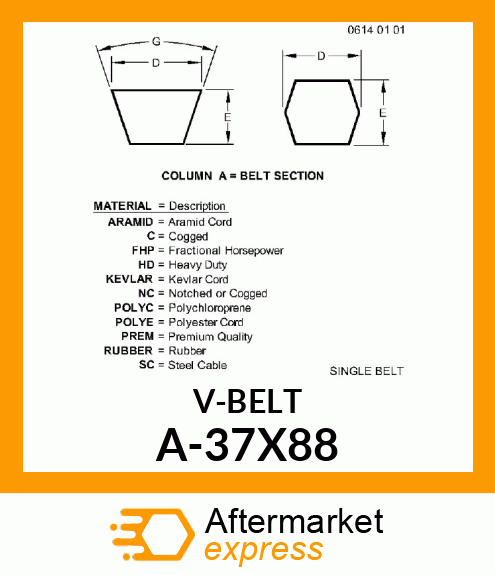 V-Belt - V-BELT, MURRAY A-37X88