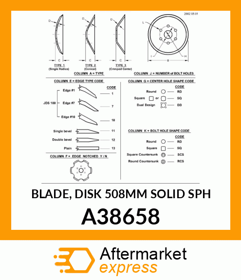 BLADE, DISK 508MM SOLID SPH A38658