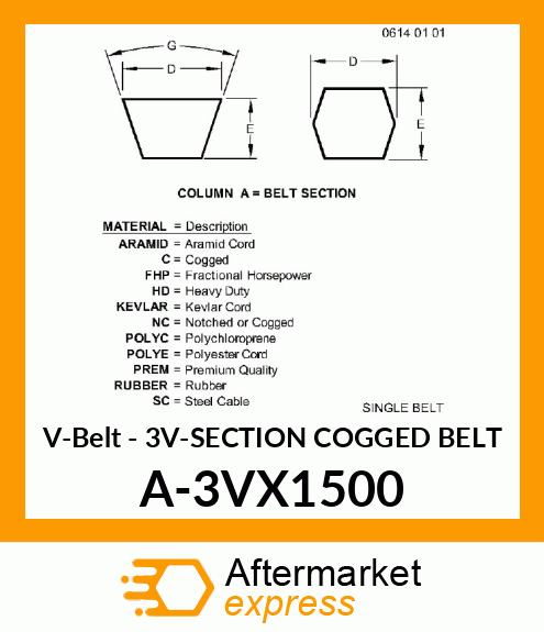 V-Belt - 3V-SECTION COGGED BELT A-3VX1500