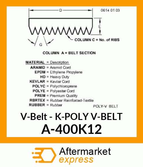 V-Belt - K-POLY V-BELT A-400K12