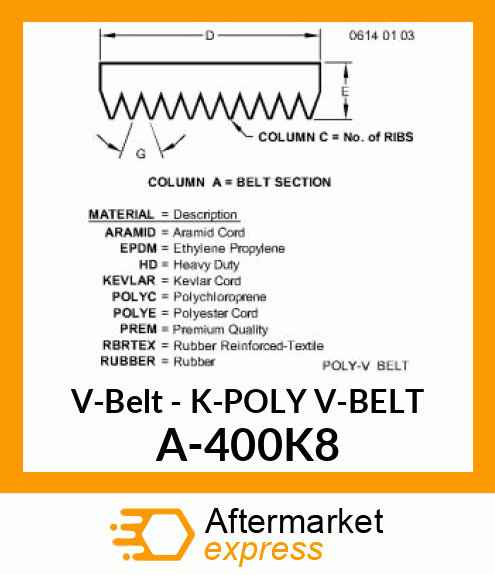 V-Belt - K-POLY V-BELT A-400K8