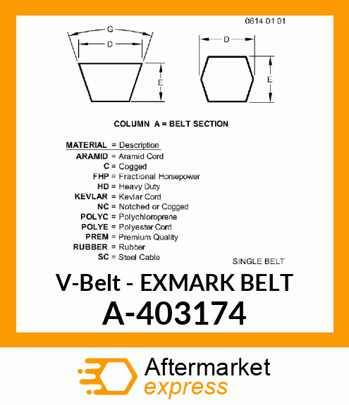 V-Belt - EXMARK BELT A-403174