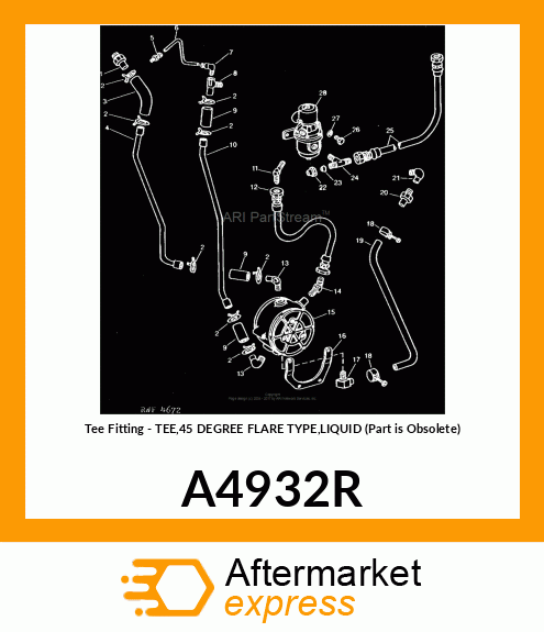 Tee Fitting - TEE,45 DEGREE FLARE TYPE,LIQUID (Part is Obsolete) A4932R