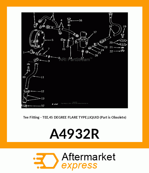 Tee Fitting - TEE,45 DEGREE FLARE TYPE,LIQUID (Part is Obsolete) A4932R