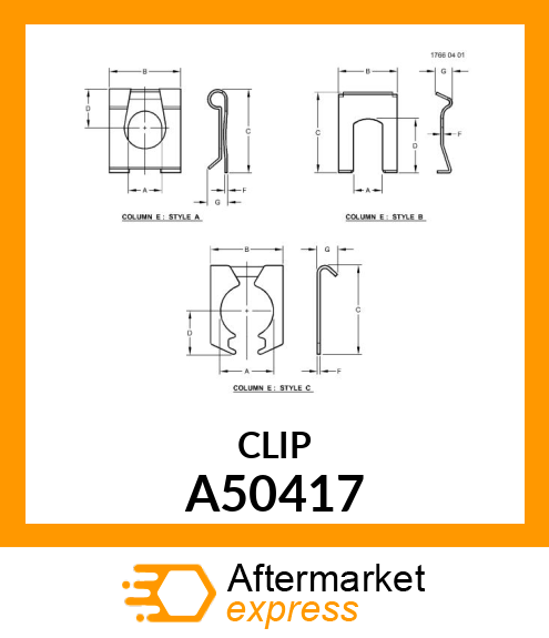 CLIP, RETAINING A50417