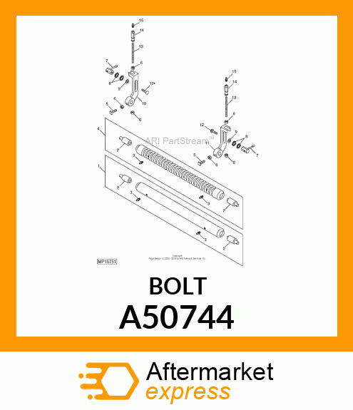 BOLT, SCREW, SET SQ HD CUP PT M8X1. A50744