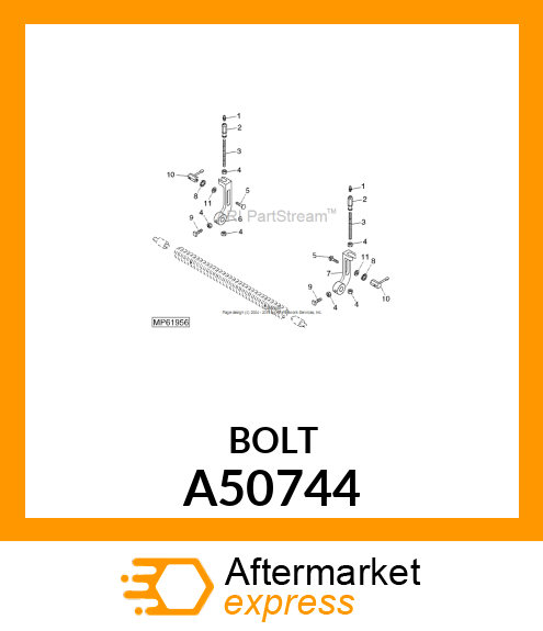 BOLT, SCREW, SET SQ HD CUP PT M8X1. A50744