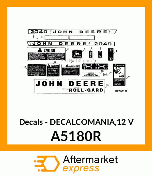 Decals - DECALCOMANIA,12 V A5180R