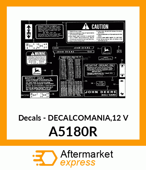 Decals - DECALCOMANIA,12 V A5180R