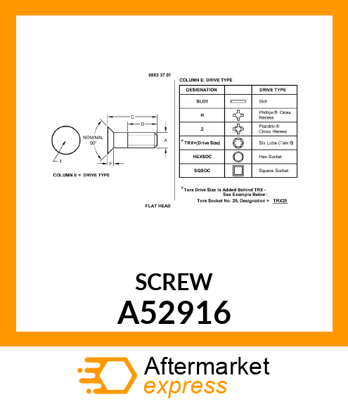 SCREW, CSINK HD W/PATCH A52916